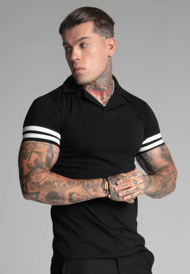 SikSilk - Black Tournament Revere Polo