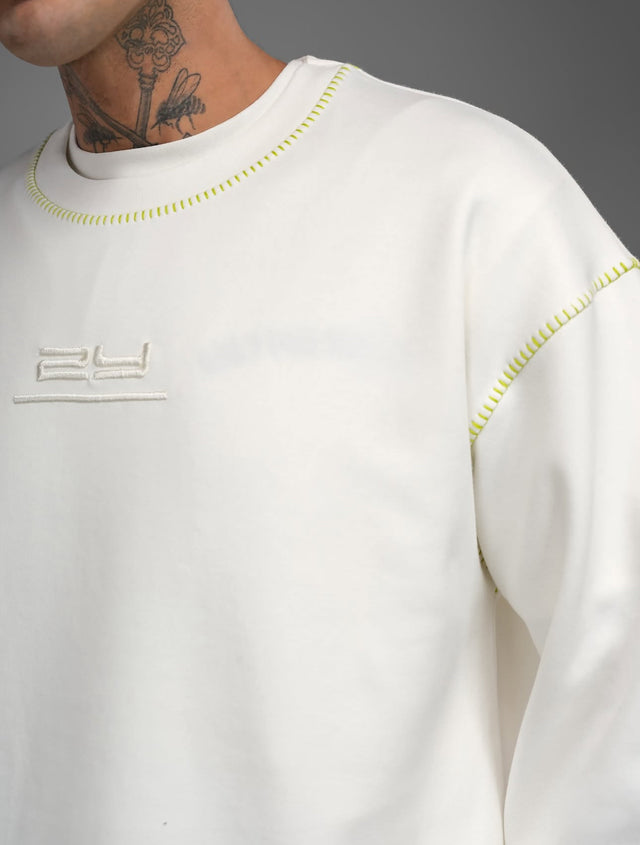 2Y Premium - Embossed Logo Sweatshirt - Ecru