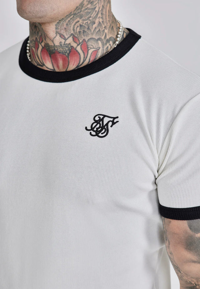 SikSilk - Ribbed Ringer T-Shirt - White
