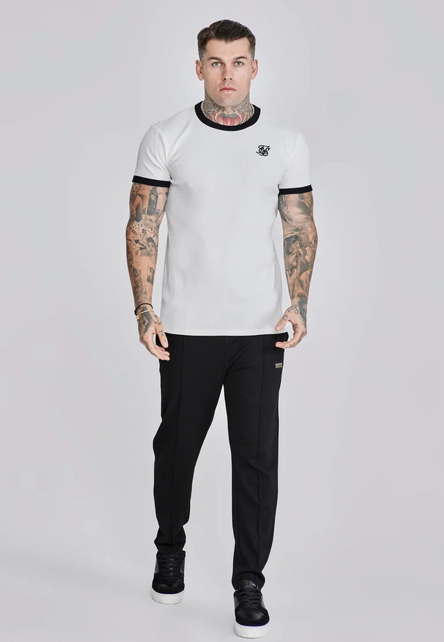 SikSilk - Ribbed Ringer T-Shirt - White
