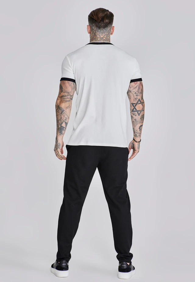 SikSilk - Ribbed Ringer T-Shirt - White