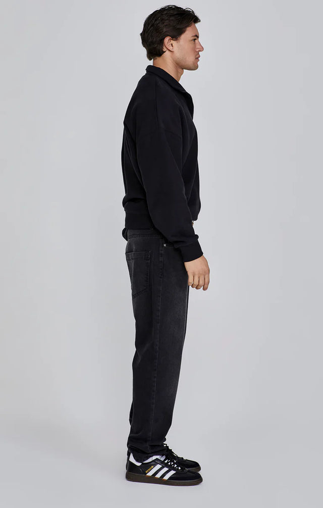 SikSilk - Black Quarter Zip Sweater