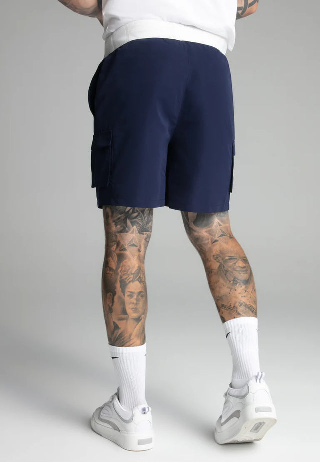 SikSilk - Navy Cargo Swim Short
