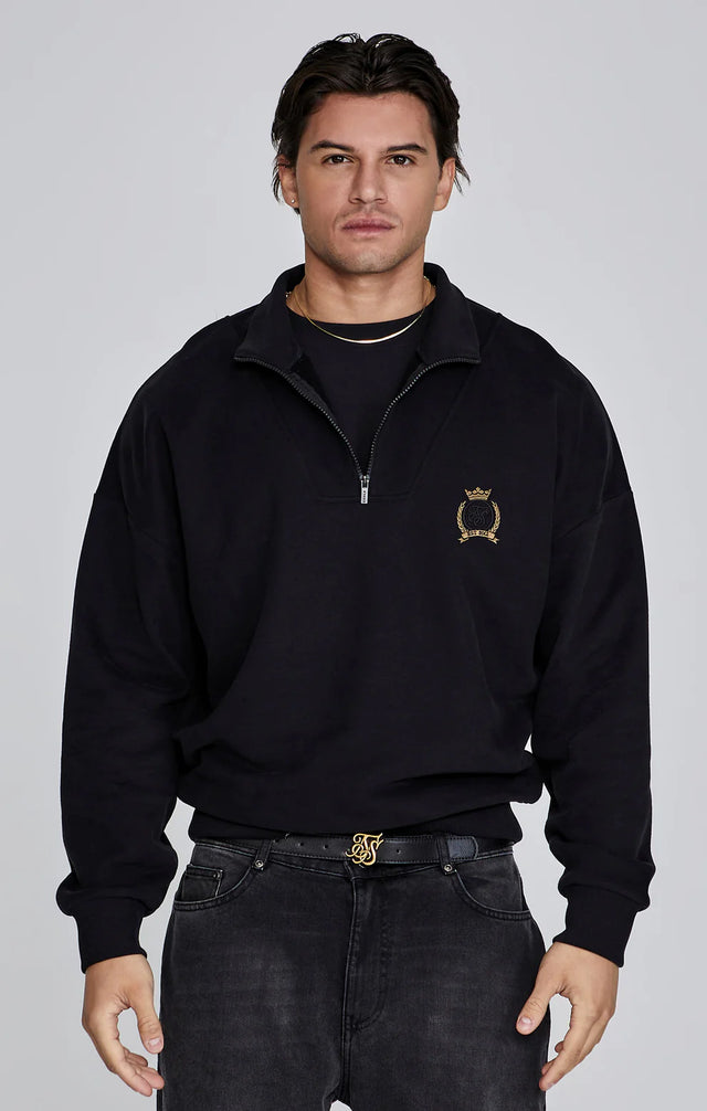 SikSilk - Black Quarter Zip Sweater