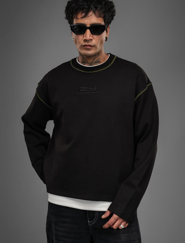 2Y Premium - Embossed Logo Sweatshirt - Black