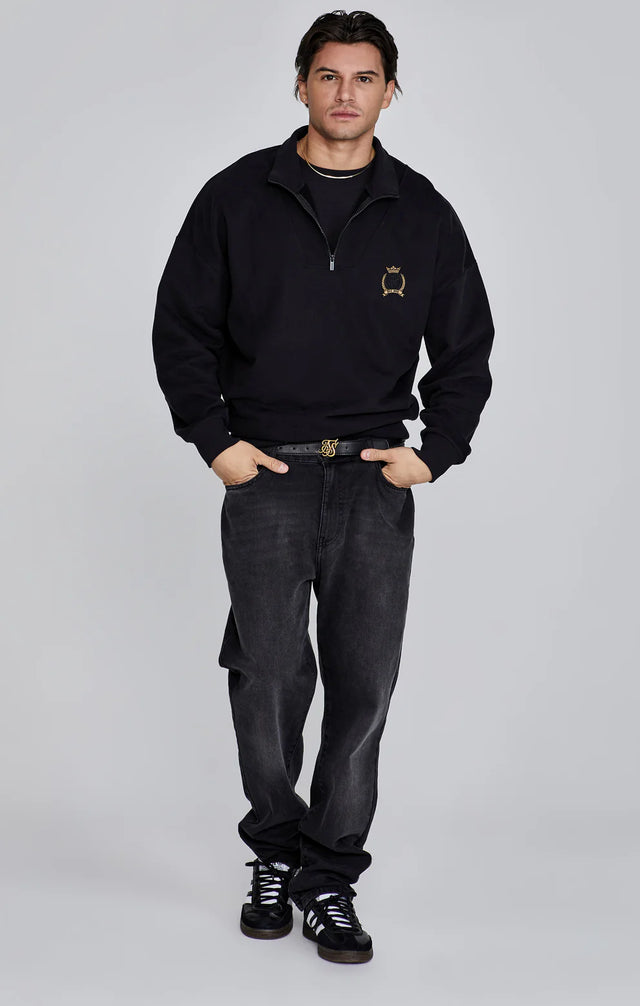 SikSilk - Black Quarter Zip Sweater