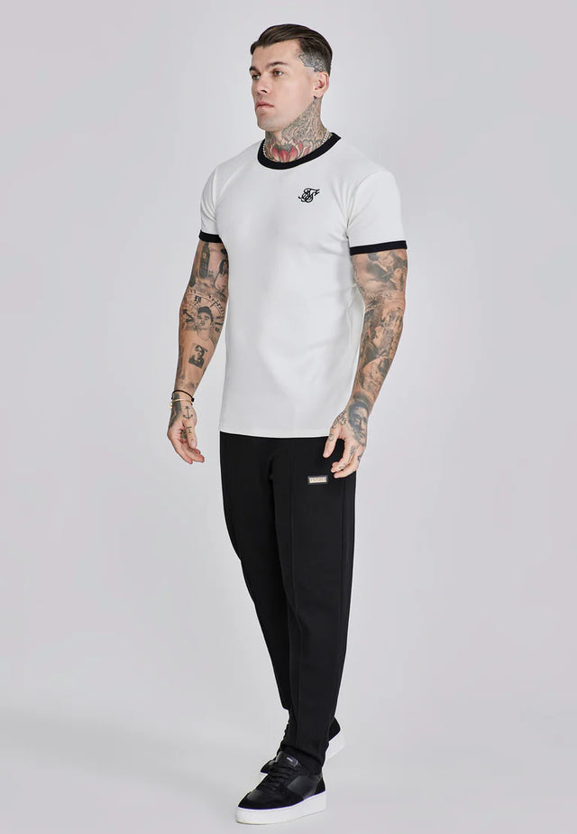 SikSilk - Ribbed Ringer T-Shirt - White