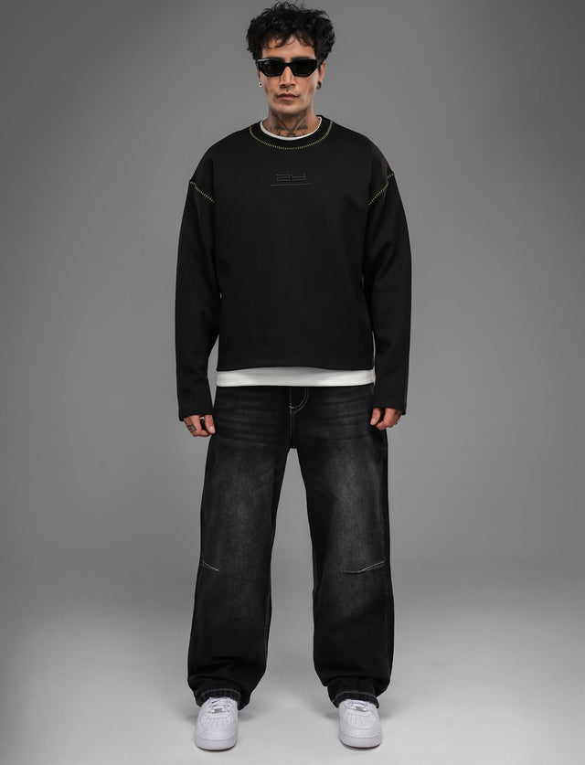 2Y Premium - Embossed Logo Sweatshirt - Black