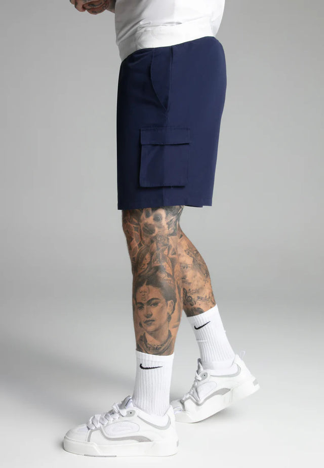 SikSilk - Navy Cargo Swim Short