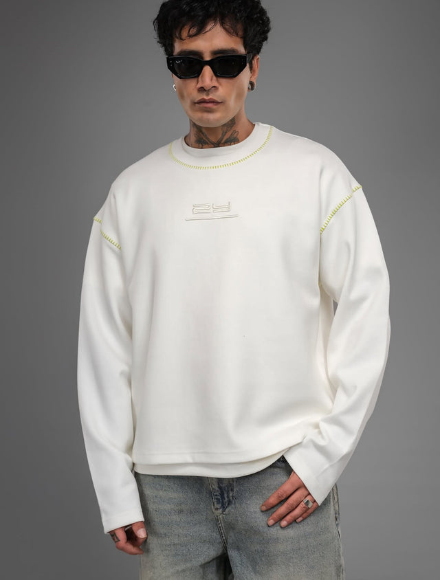 2Y Premium - Embossed Logo Sweatshirt - Ecru