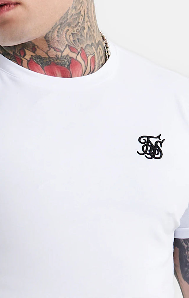 SikSilk - White Essential Short Sleeve Muscle Fit T-Shirt