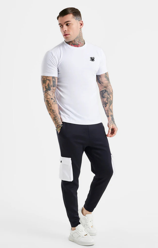 SikSilk - White Essential Short Sleeve Muscle Fit T-Shirt