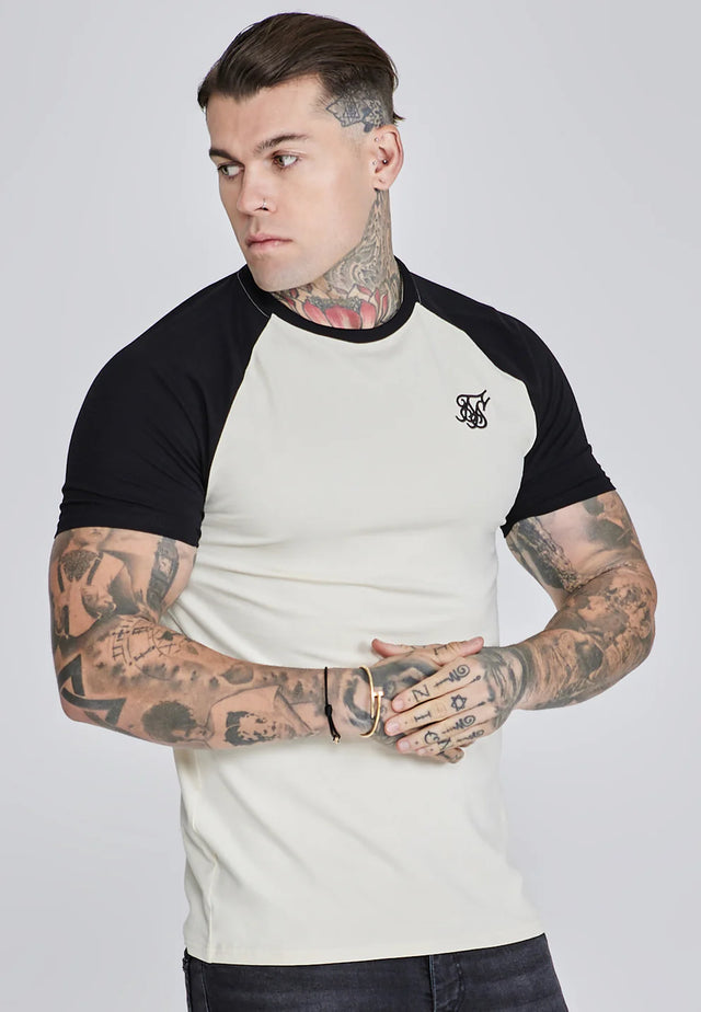 SikSilk - Ecru Black Raglan T-Shirt