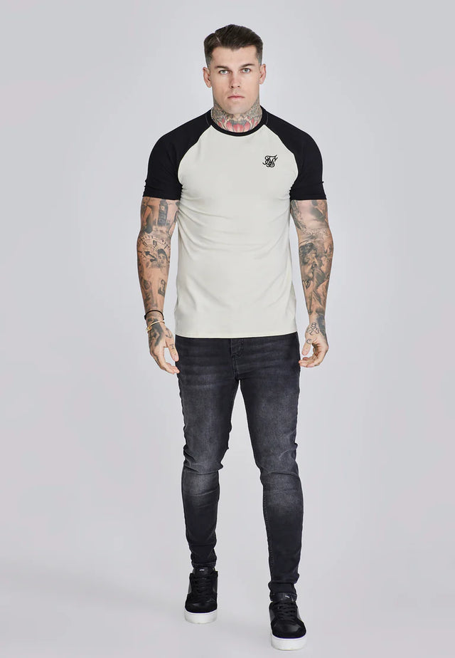 SikSilk - Ecru Black Raglan T-Shirt