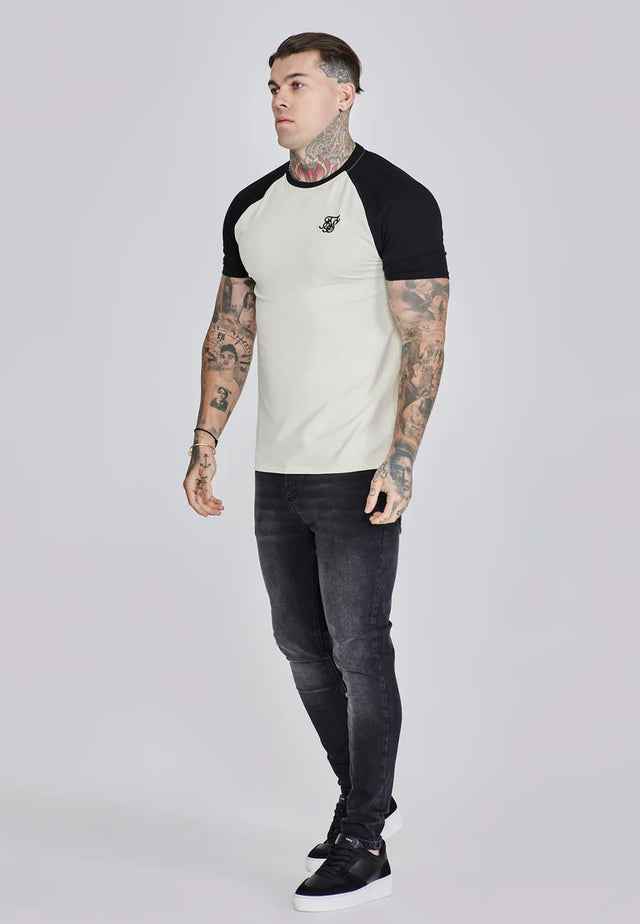SikSilk - Ecru Black Raglan T-Shirt