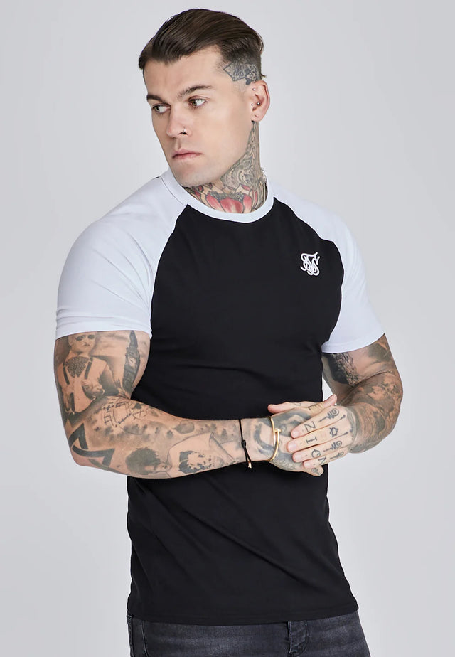 SikSilk - Black White Raglan T-Shirt