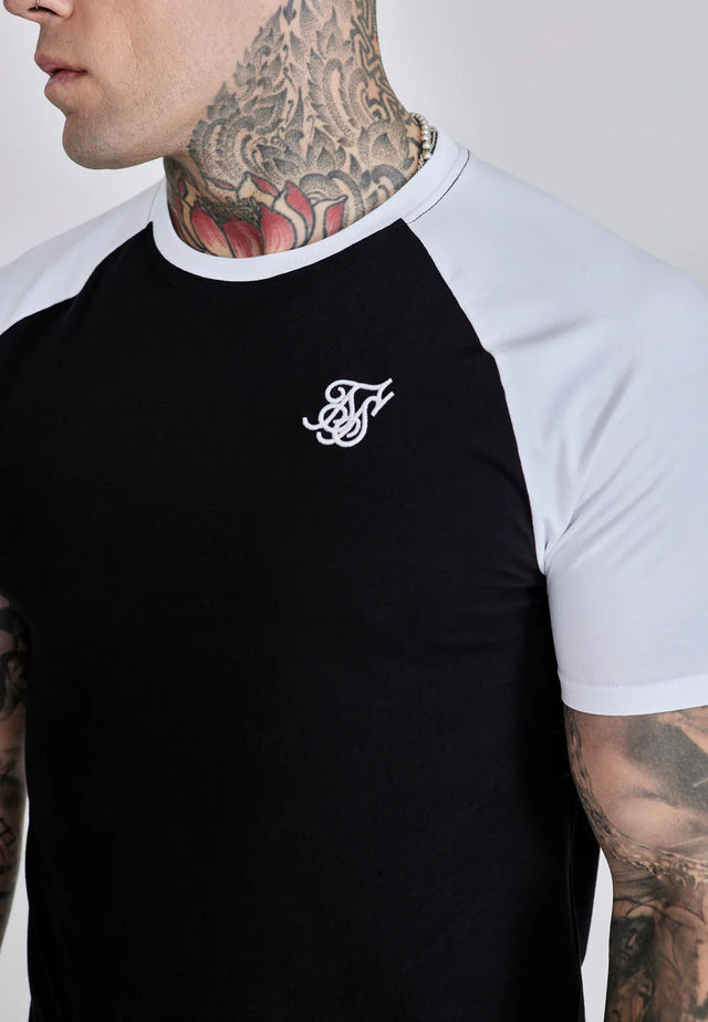 SikSilk - Black White Raglan T-Shirt
