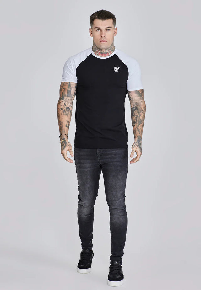 SikSilk - Black White Raglan T-Shirt