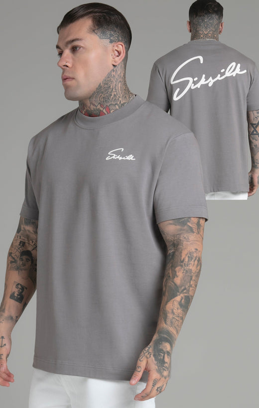 SikSilk - Grey Script T-Shirt