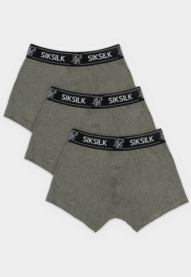 SikSilk - Grey Pack Of 3 Boxers