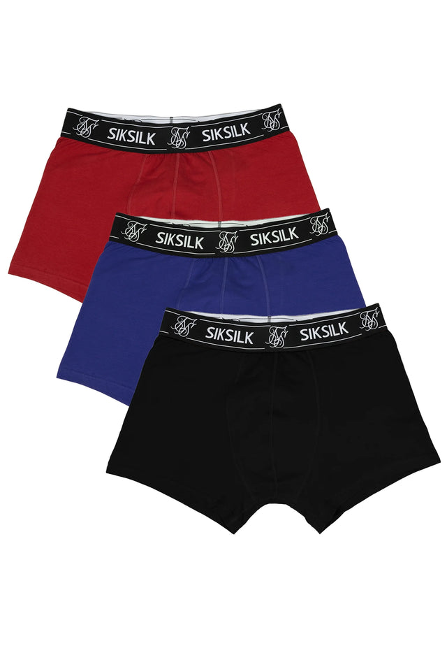 SikSilk - Multi 3Pk Boxer - Black, Navy, Burgundy