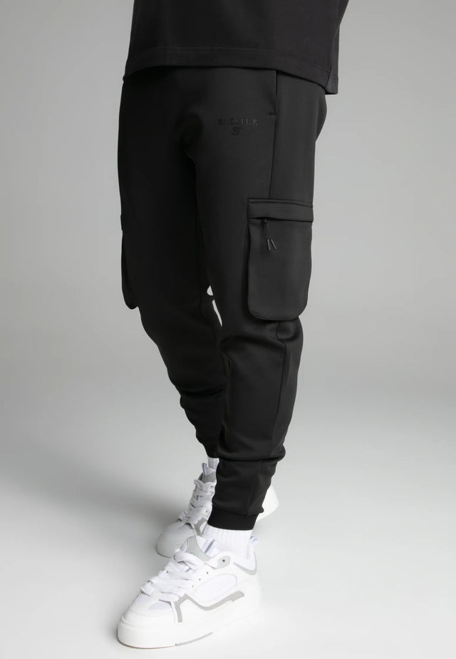SikSilk - Black Cargo Joggers