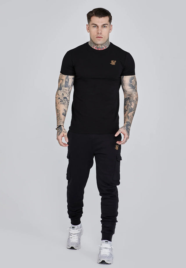 SikSilk - Black and Gold Muscle Fit T-Shirt