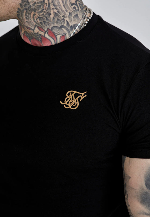 SikSilk - Black and Gold Muscle Fit T-Shirt