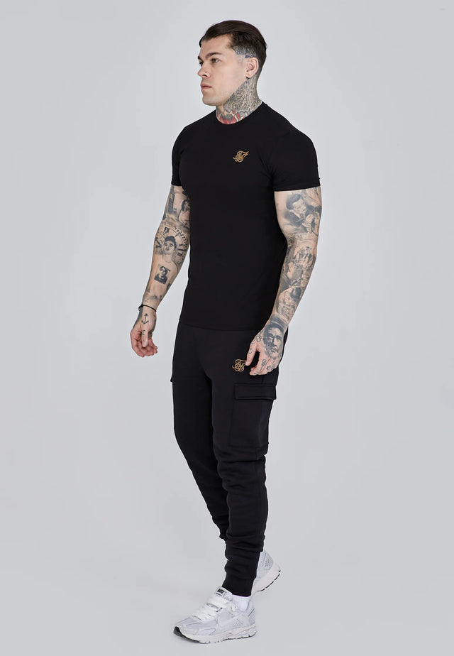 SikSilk - Black and Gold Muscle Fit T-Shirt