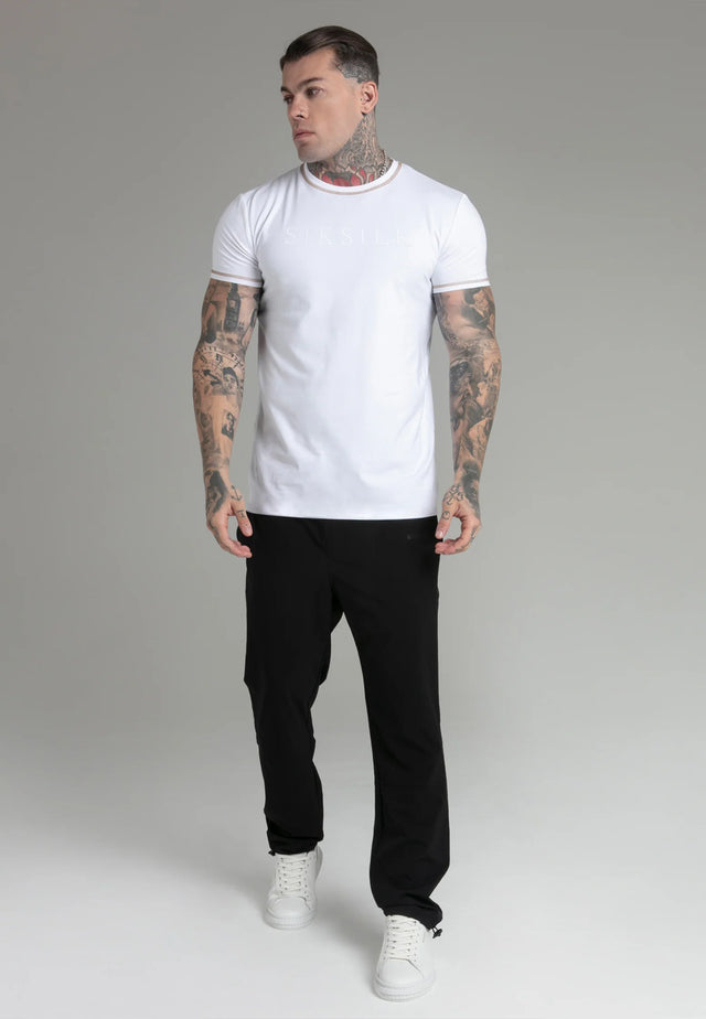 SikSilk - White Muscle Fit T-Shirt