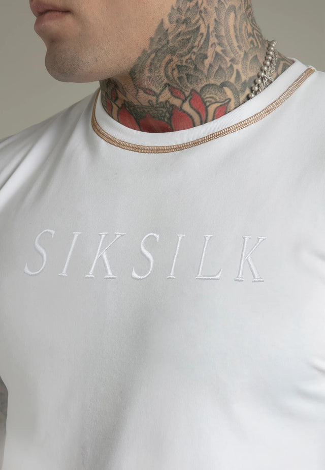 SikSilk - White Muscle Fit T-Shirt
