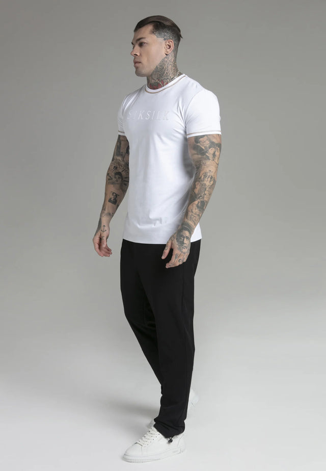 SikSilk - White Muscle Fit T-Shirt