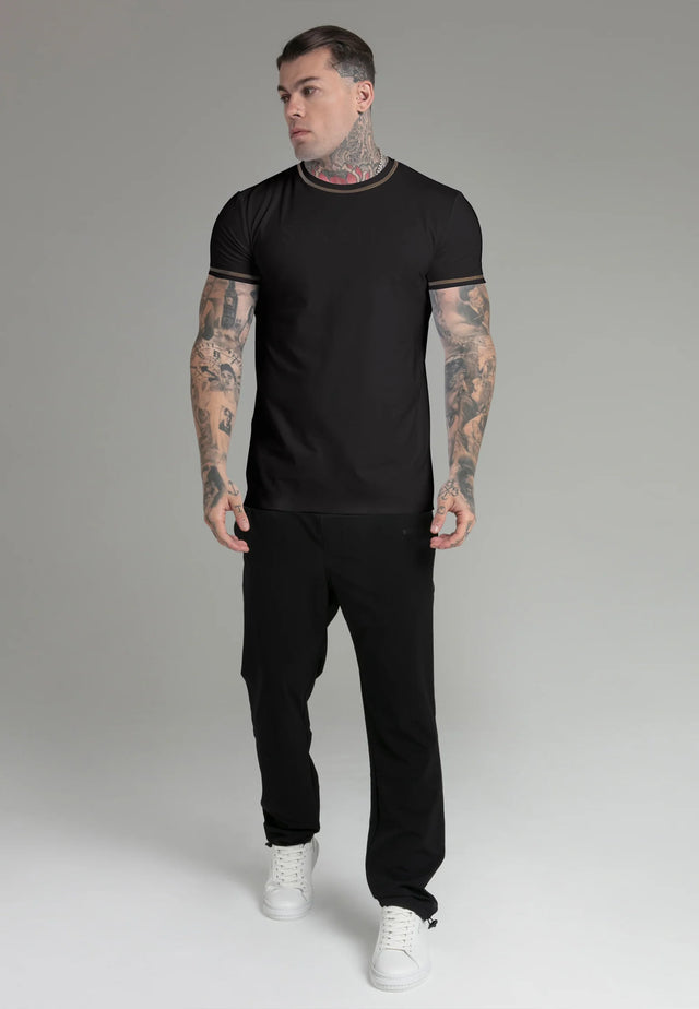 SikSilk - Black Muscle Fit T-Shirt