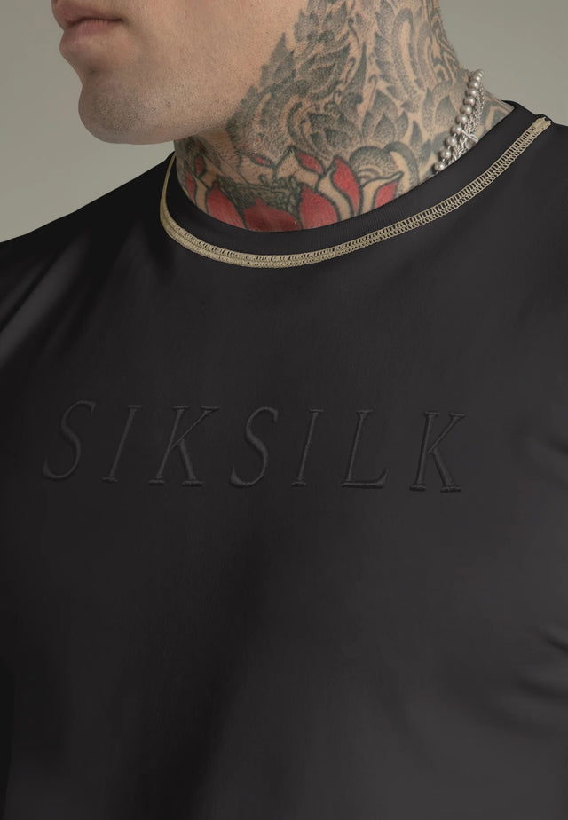 SikSilk - Black Muscle Fit T-Shirt