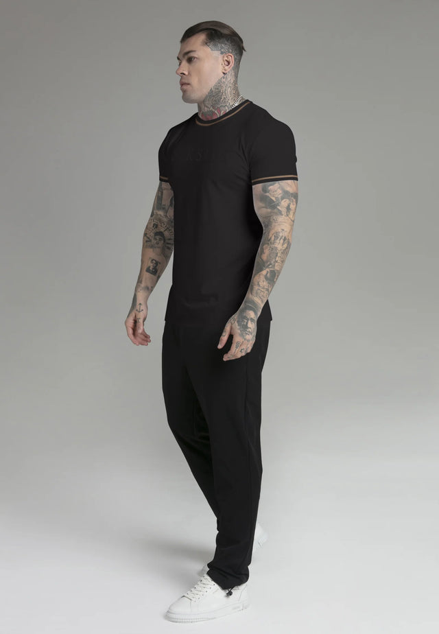 SikSilk - Black Muscle Fit T-Shirt