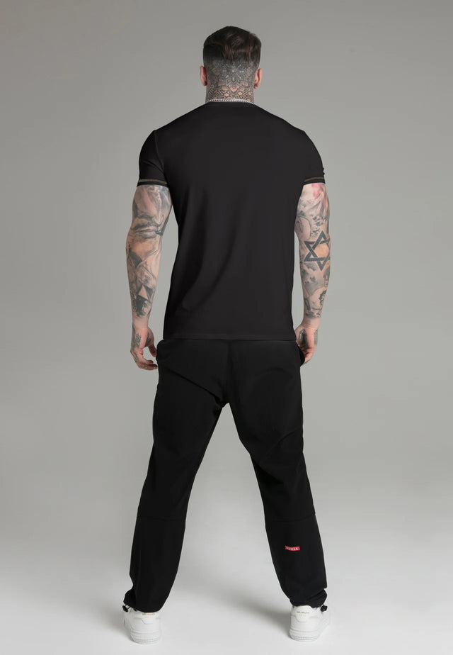 SikSilk - Black Muscle Fit T-Shirt