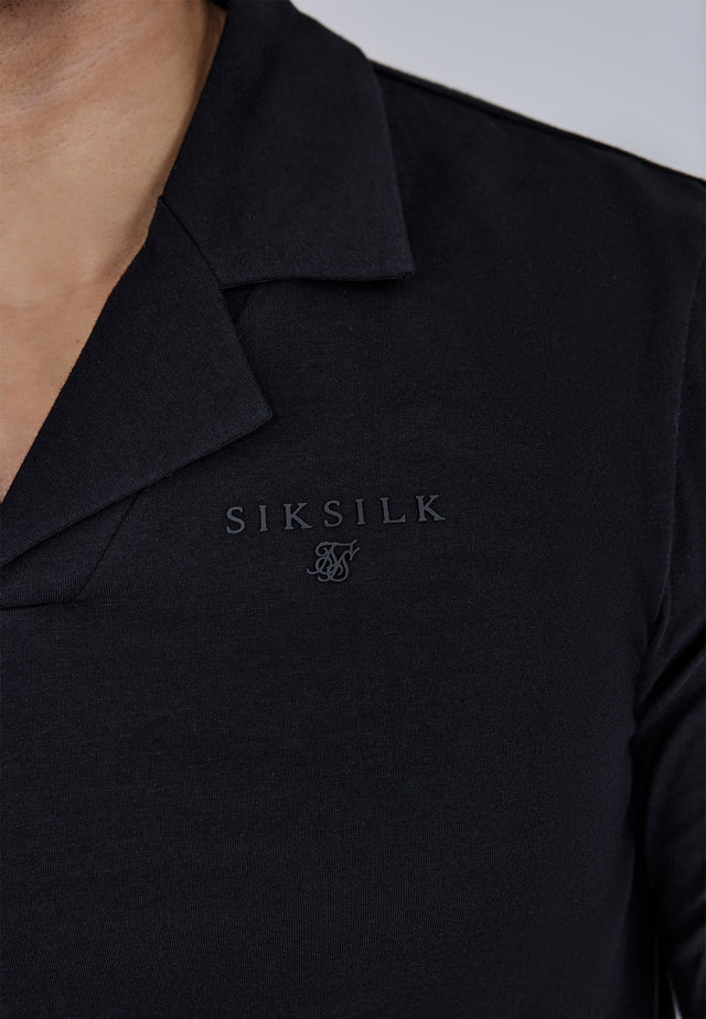 SikSilk - Black Long Sleeve Polo