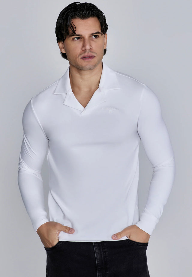 SikSilk - White Long Sleeve Polo
