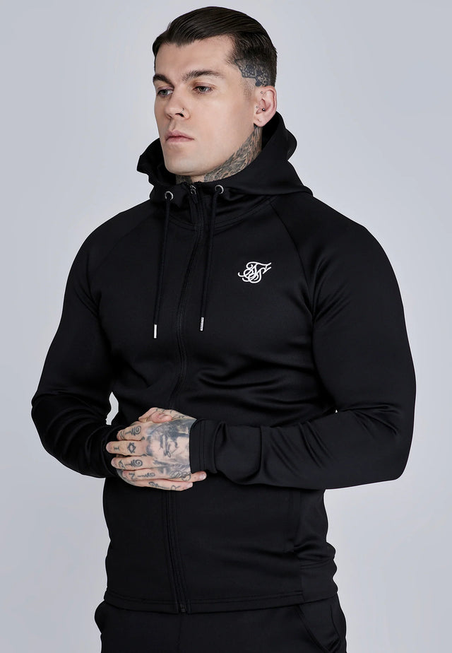SikSilk - Black Essentials Poly Full Zip Hoodie