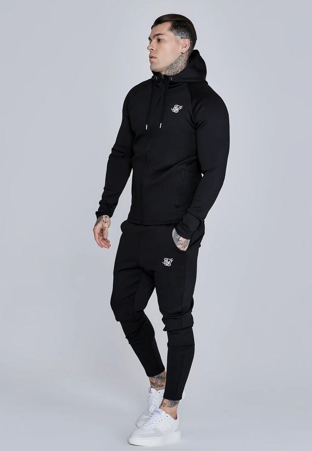 SikSilk - Black Essentials Poly Full Zip Hoodie