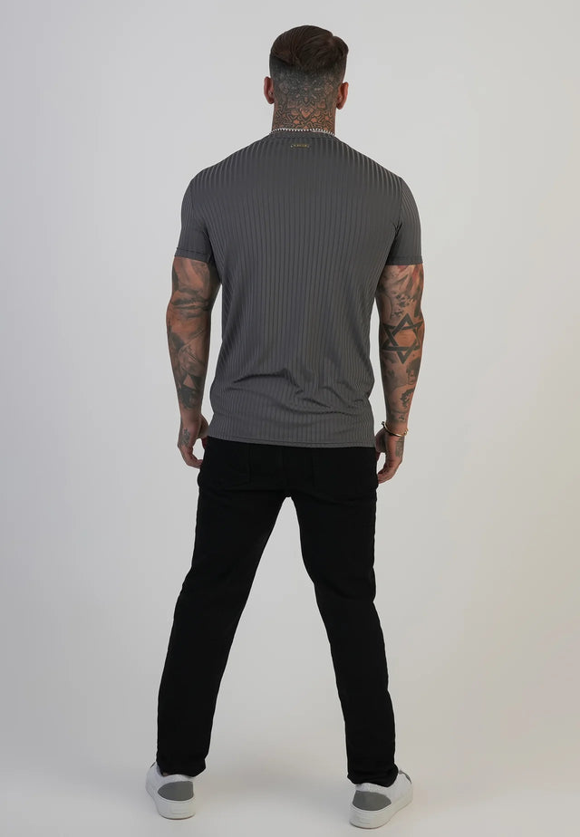 SikSilk - Grey Muscle Fit T-Shirt