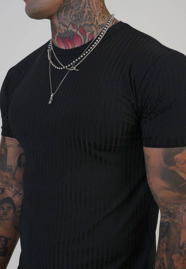 SikSilk - Black Muscle Fit T-Shirt