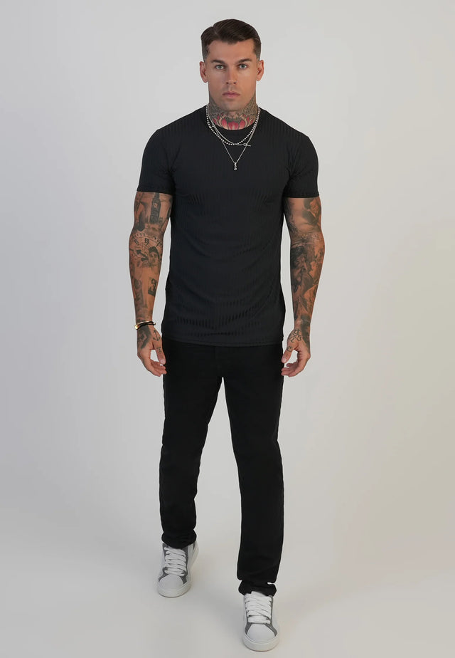 SikSilk - Black Muscle Fit T-Shirt