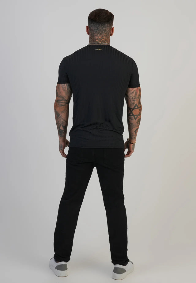 SikSilk - Black Muscle Fit T-Shirt