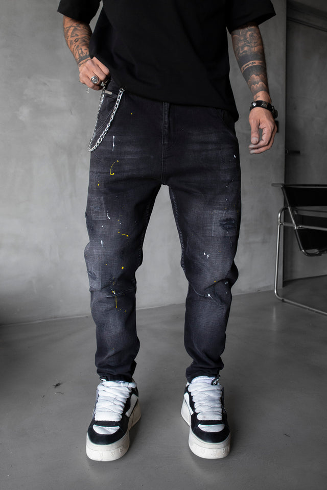 Black Island - Painted Jeans - Black