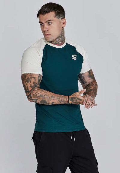 SikSilk - Green Ecru Raglan T-Shirt