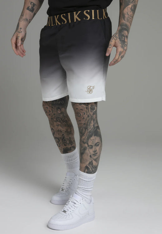 SikSilk - Black White Fade Swim Shorts