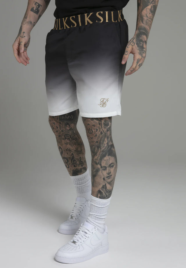 SikSilk - Black White Fade Swim Shorts