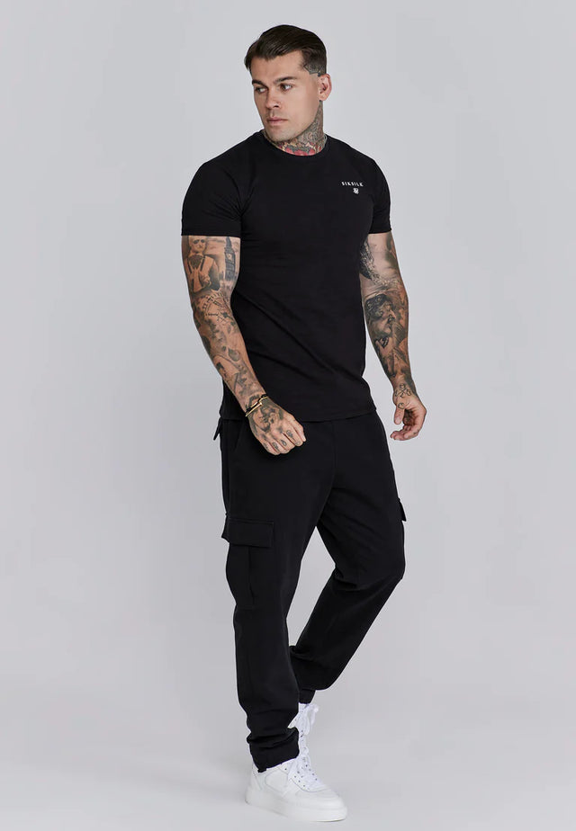 SikSilk - Black Relaxed Fit T-Shirt
