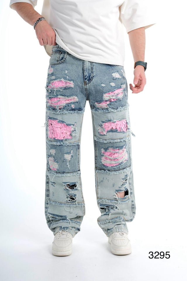 2Y Premium - Pink Fabric Jeans - Blue